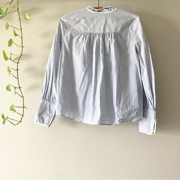 Ro & De Blue and White Striped Long Sleeve Top with‎ Tie Neck Size S - Picture 4 of 6